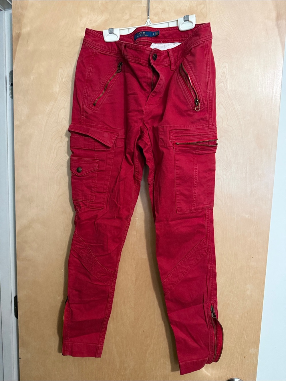 Ralph Lauren Red Zipper Cargo Pants